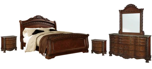 Millennium® by Ashley® North Shore 5-Piece Dark Brown California King Sleigh Bed Set-0