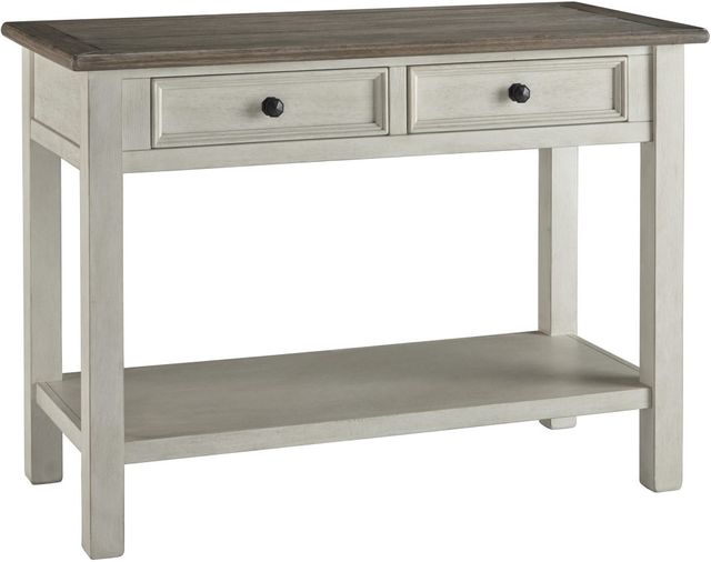 Signature Design by Ashley® Bolanburg Weathered Oak Sofa Table with Antique White Base