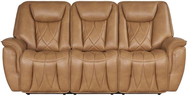 Corinthian Furniture Jordan Camel Power Headrest Reclining Sofa with Drop Down Table-0