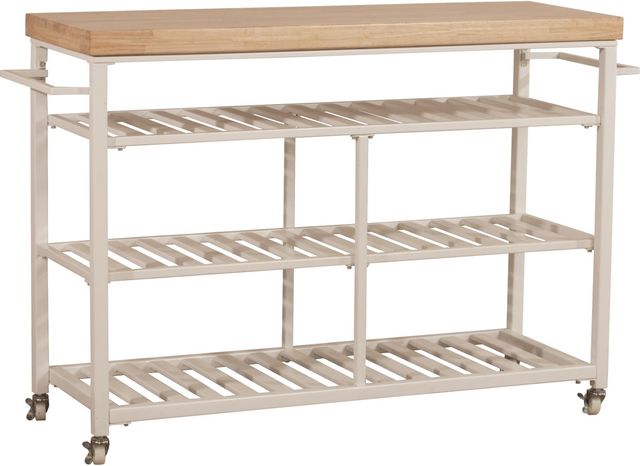 HH2 Home Kennon White Kitchen Cart with Natural Wood Top-4