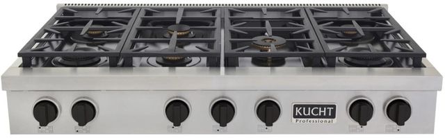 Kucht Professional KFX Series 48" Stainless Steel Propane Gas Range Top with Tuxedo Black Knobs-0