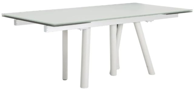 Michael Amini® Trance™ Rotterdam Glass Top Dining Table with White Base-0