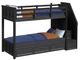 Elements International Hampton Kids Charcoal Youth Twin/Twin Bunk Bed with Staircase and Trundle-0