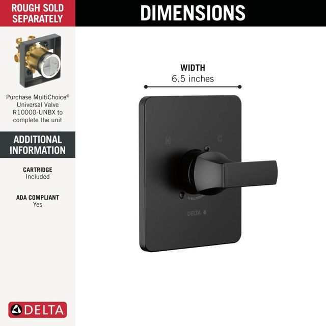 Delta Velum™ Monitor® 14 Series Matte Black Valve Only Trim-2