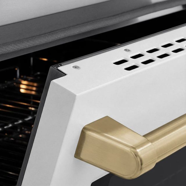 ZLINE Autograph Edition Paramount 24" Stainless Steel Pro Style Induction Range with White Matte Door and Champagne Bronze Accents-3