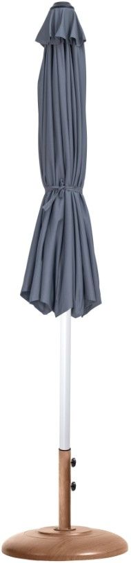 Meridian Furniture Fiji Gray/Matte White/Teak Aluminum Outdoor Patio Umbrella and Round Base-1