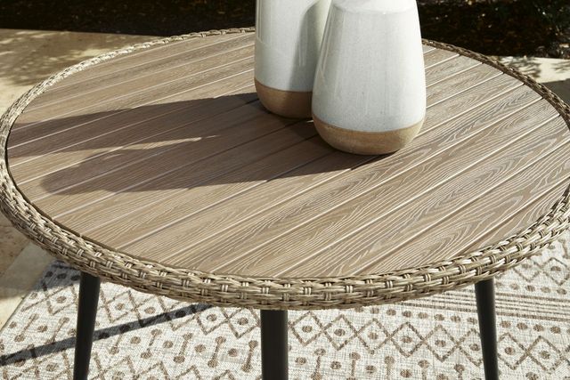 Signature Design by Ashley® Amaris Brown Metal/Resin Outdoor Dining Table with Black Tapper Legs-2