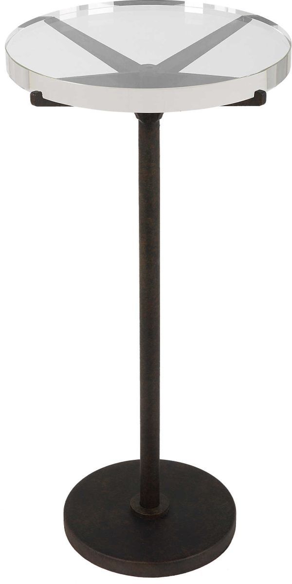 Uttermost® Forge Crystal Top Accent Table with Rustic Brown Base-0