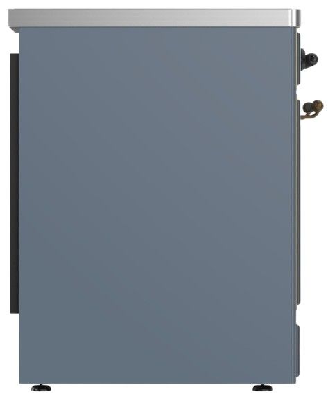 Ilve® Majestic III 30" Blue Gray Pro Style Induction Range with Solid Door and Burnished Trim-3