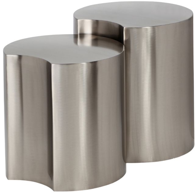 Meridian Furniture Dimple 2-Piece Brushed Silver 28" Modular Nesting Table-0