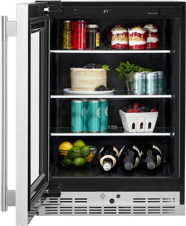 KitchenAid® 24" 5.2 Cu. Ft. PrintShield™ Stainless Finish Beverage Center with Glass Door-3