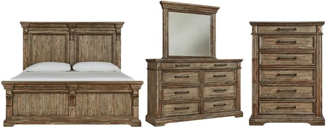 Signature Design by Ashley® Markenburg 4-Piece Brown California King Panel Bed Set-0