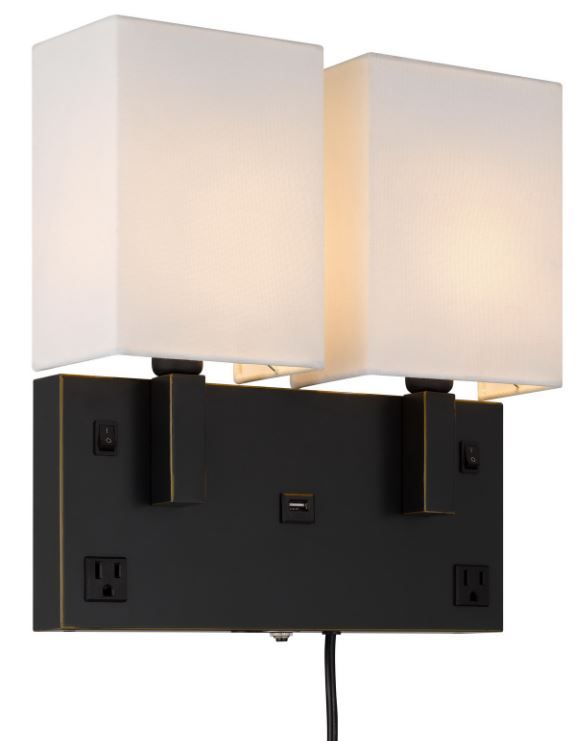 Cal® Lighting & Accessories Oberlin Dark Bronze/White Wall Lamp-1