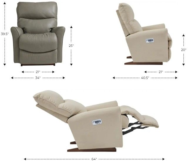 La-Z-Boy® Rowan Graphite Leather Power Rocking Recliner with Headrest and Lumbar-2