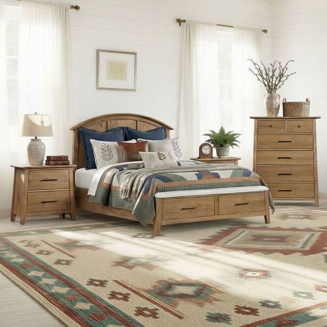 Intercon Jackson Golden Oak Queen Panel Storage Bed-1