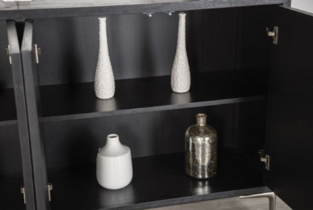 Furniture of America® Beckham Silver/Weathered Black 4-Door Cabinet-3