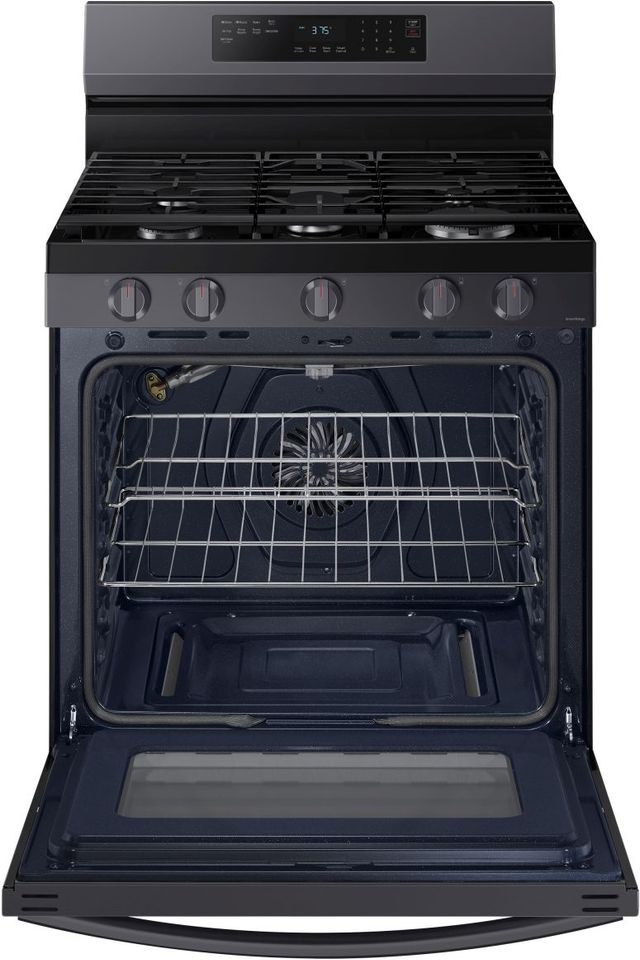 Samsung 30" Fingerprint Resistant Black Stainless Steel Smart Freestanding Gas Range with No Preheat Air Fry and Convection-2