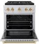 ZLINE Paramount 30" 4.2 cu. ft. Satin Stainless Steel Paramount Dual Fuel Range with 4 Burner DuoPro™ Cooktop and Electric Convection Oven with Polished Gold Accents-3