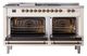 Ilve® Nostalgie II Noblesse 60'' Antique White Pro Style Dual Fuel Range with Burnished Trim-1
