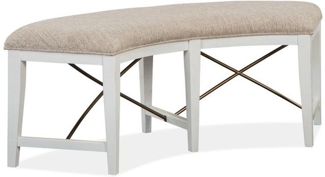 Magnussen Home® Heron Cove Chalk White Upholstered Curved Bench-1