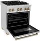 ZLINE Autograph Edition 30" Stainless Steel Pro Style Dual Fuel Range with Champagne Bronze Accents-1