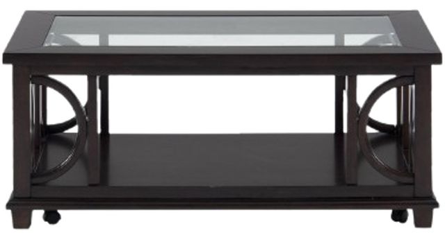 Jofran Inc. Panama Glass Top Cocktail Table with Brown Base-1