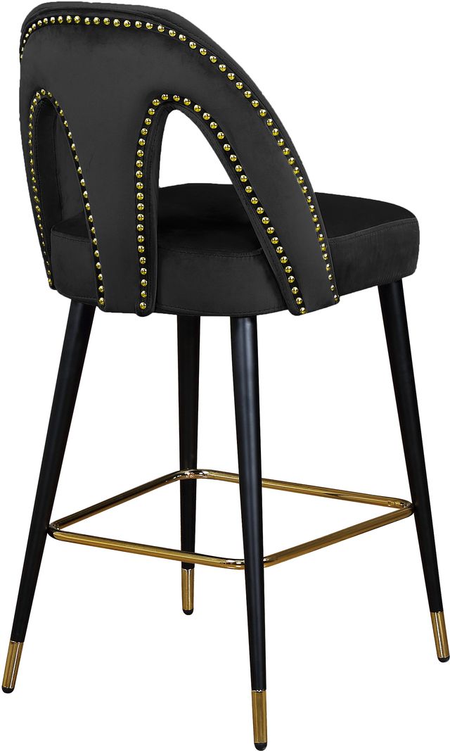 Meridian Furniture Akoya 2-Piece Black Velvet Counter Stools-1