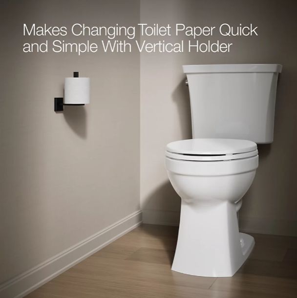 KOHLER® Square Matte Black Vertical Toilet Paper Holder-3