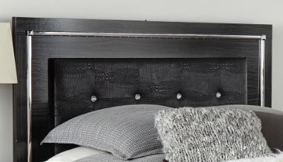 Signature Design by Ashley® Kaydell 2-Piece Black Queen/Full Upholstered Panel Headboard Set-1