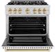 ZLINE Select Autograph Edition 36" Stainless Steel Convection Pro Style Gas Range with White Matte Door and Champagne Bronze Accents-1
