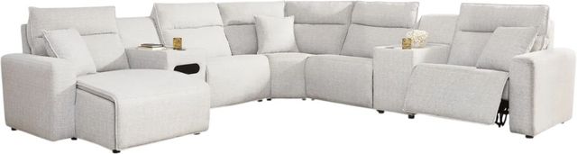Signature Design by Ashley® Modmax II 7-Piece Stone Left-Arm Facing Power Reclining Sectional with Chaise and Audio Console-0