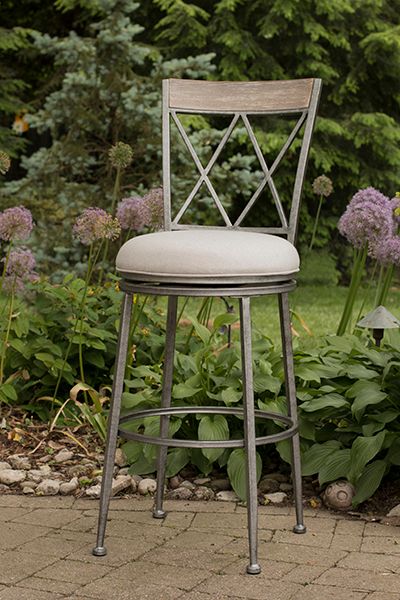 HH2 Home Stewart Aged Pewter Indoor/Outdoor Swivel Bar Stool-3