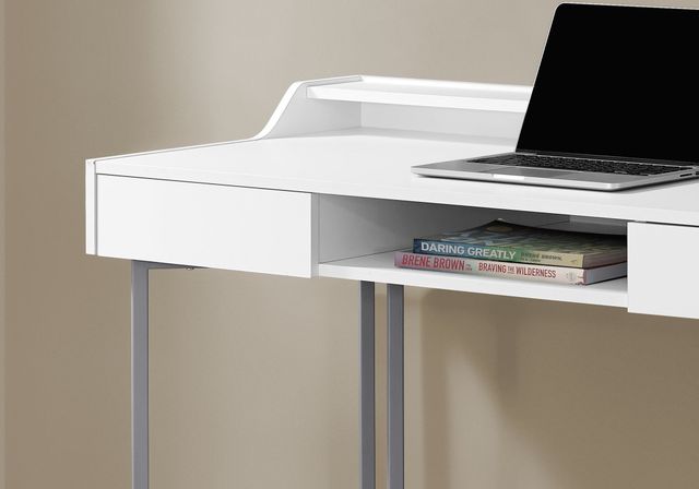Monarch Specialties Inc. 48"L White and Silver Metal Computer Desk-2