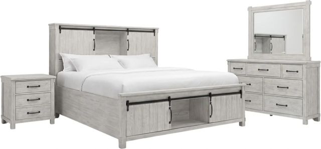 Elements International Scott 4-Piece White King Panel Storage Bedroom Set-0