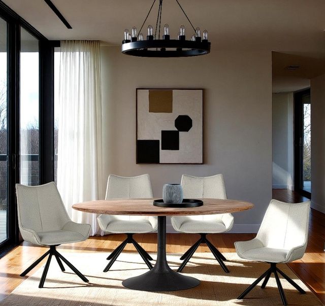 Nest Home Collections Ida Antique Natural 78" Oval Dining Table with Iron Base-1