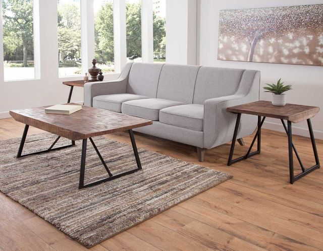Steve Silver Co. Walden Chestnut Parquet End Table with Black Base-1