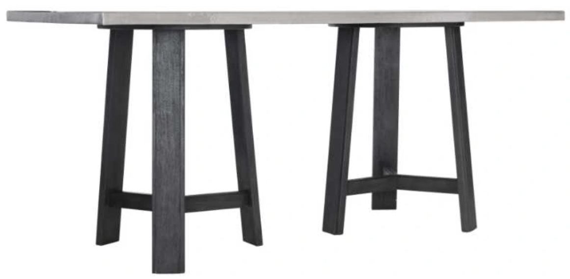 Bernhardt Harding Glacier Stainless Steel 80" Pub Table with Midnight Black Double Pedestal 