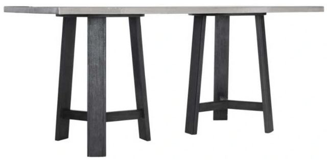 Bernhardt Harding Glacier Stainless Steel 80" Pub Table with Midnight Black Double Pedestal -0