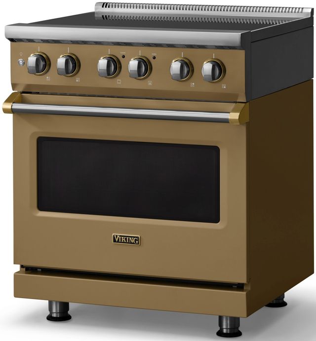 Viking® 5 Series 30" Golden Hour Pro Style Induction Range with Brushed Brass Trim-3