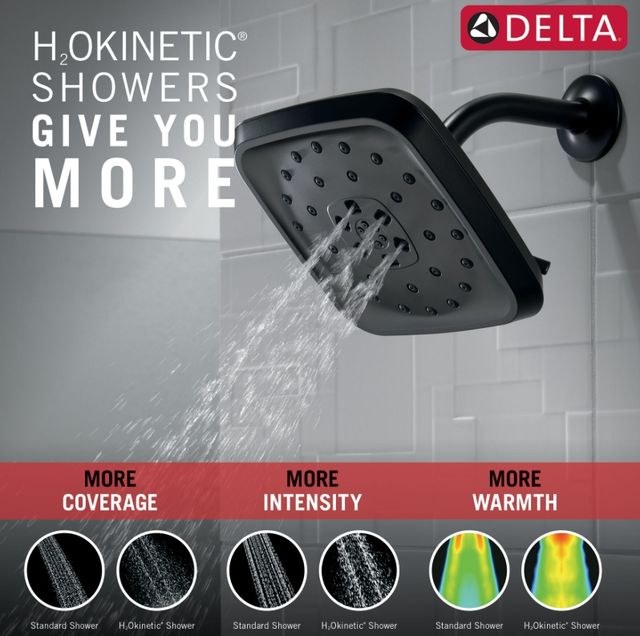 Delta Universal Showering Matte Black H2Okinetic® 4-Setting Shower Head with Ultrasoak®-2