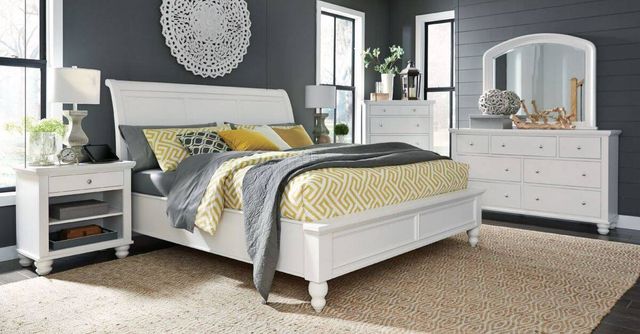 aspenhome® Cambridge White King Sleigh Bed-3