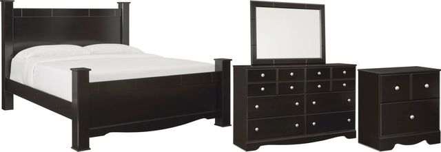 Signature Design by Ashley® Mirlotown 4-Piece Almost Black Queen Poster Bed Set-0