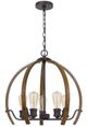 Cal® Lighting & Accessories Riverton Black/Oak Chandelier-0