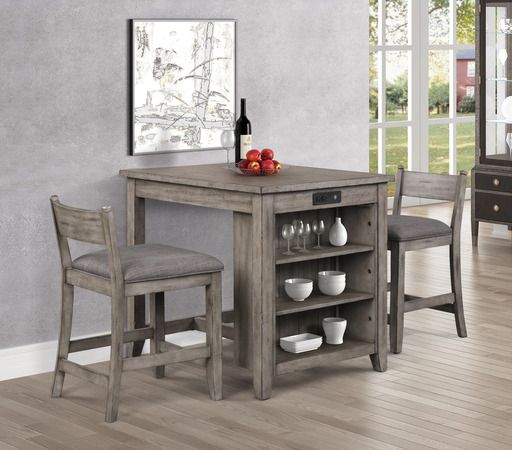 Bernards Hartford Weathered Gray Storage End Gathering Table-1