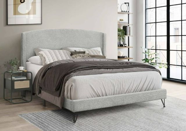 Milton Greens Stars Light Gray Queen Upholstered Wingback Platform Bed-1