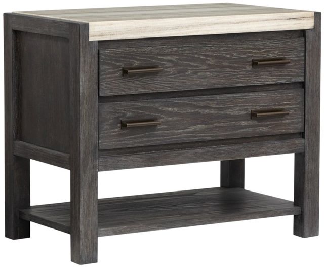 Magnussen Home® Plum Creek Ravenwood Black Open Nightstand with Marble Top-0