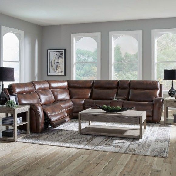 Liberty Furniture Blair 6-Piece Cognac Leather Power Reclining Sectional-2