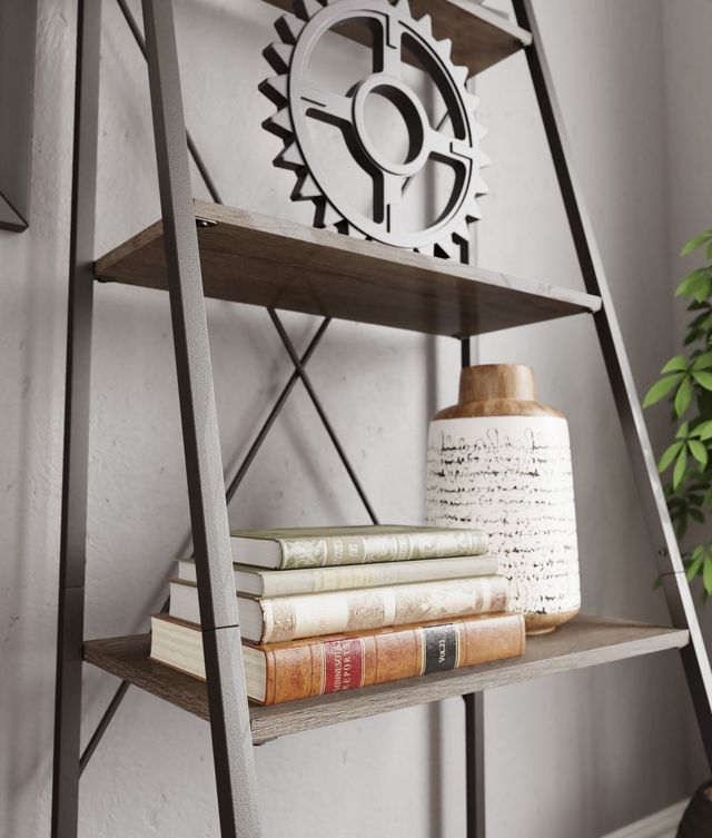 Signature Design by Ashley® Bertmond 71" Light Brown/Black Bookcase Shelves-3
