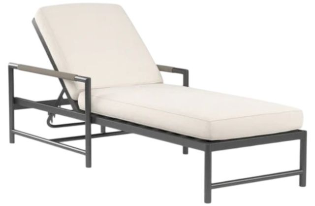 Sunset West Pietra Stone Gray Aluminum/Olefin Rope Outdoor Chaise Lounge with Echo Ash Cushion-0