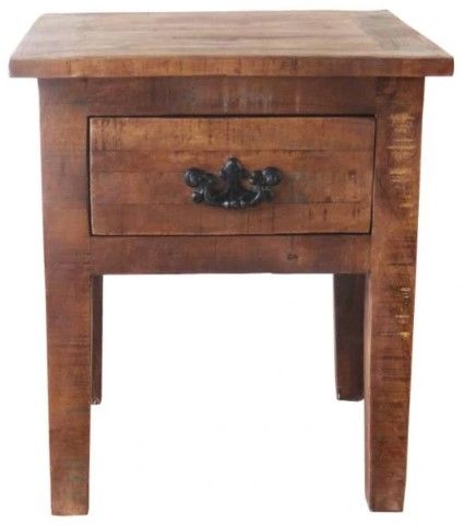 Jaipur Furniture Good Earth 1-Drawer Brown Lamp Table-1